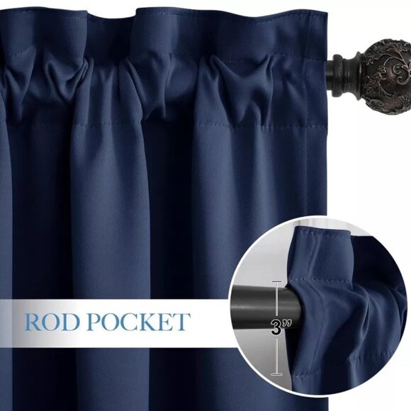 RYB HOME Self Adhesive Blackout Living Room Bedroom 2 Panels Curtains 32” X 63” - Picture 6 of 10